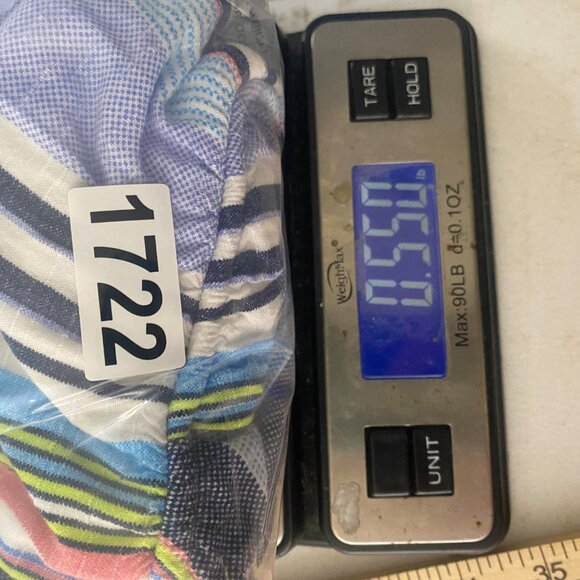 Striped V-Neck Tie-Back Romper Size S Flutter Sleeves Waist Sash - Picture 9 of 9